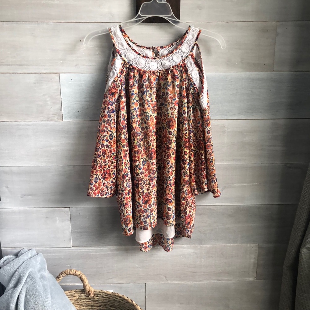 Cold Shoulder Floral Blouse